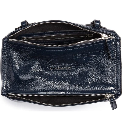 Shop Givenchy Mini Pandora Creased Patent Leather Satchel - Blue In Deep Blue
