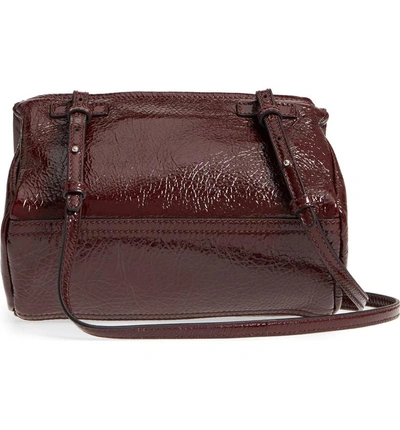 Shop Givenchy Mini Pandora Creased Patent Leather Satchel - Burgundy In Aubergine