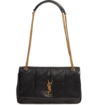 Shop Saint Laurent Jamie Patchwork Leather Shoulder Bag In Noir