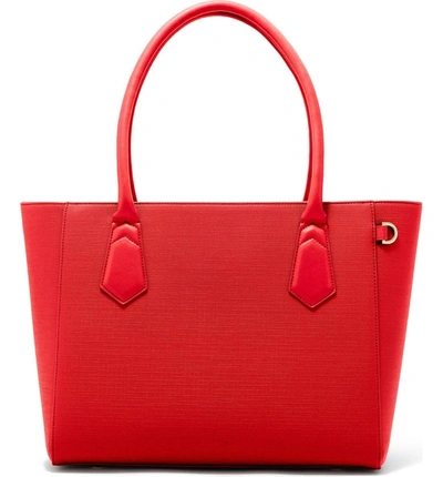 Shop Dagne Dover Signature Classic Coated Canvas Tote - Red In Poppy