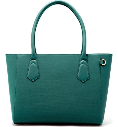 Shop Dagne Dover Signature Classic Coated Canvas Tote - Blue/green In Palm