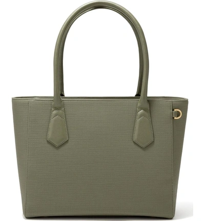 Shop Dagne Dover Signature Classic Coated Canvas Tote - Green In Olive