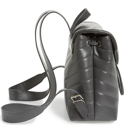 Shop Saint Laurent Small Loulou Quilted Calfskin Leather Backpack - Black In Storm/ Storm