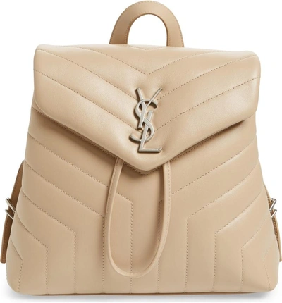 Shop Saint Laurent Small Loulou Quilted Calfskin Leather Backpack - Pink In Poudre