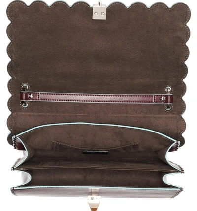 Shop Fendi Kan I Scallop Leather Shoulder Bag In Bordeaux Palladium