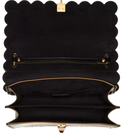 Shop Fendi Kan I Scallop Leather Shoulder Bag - Black