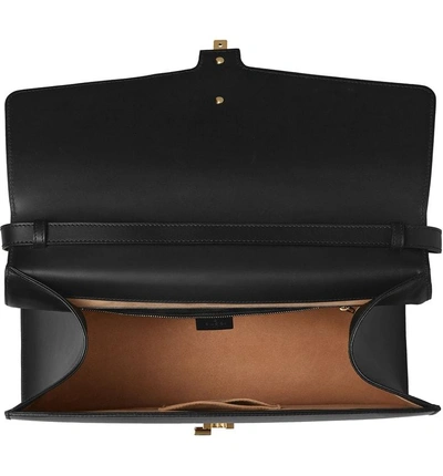 Shop Gucci Maxi Sylvie Top Handle Leather Shoulder Bag - Black In Nero/ Vert Red