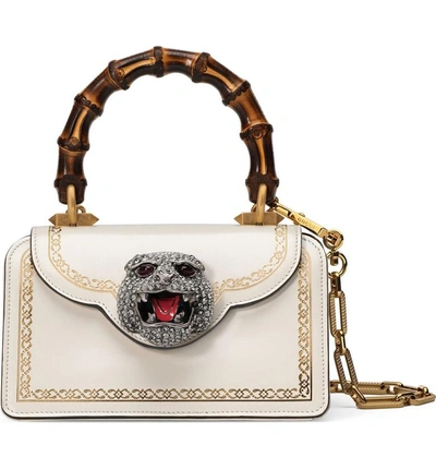 Shop Gucci Mini Thiara Top Handle Leather Satchel In Mystic White