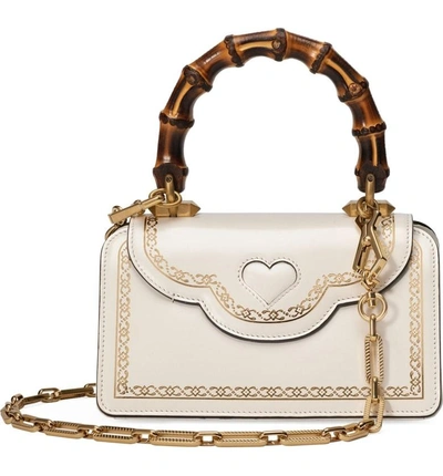 Shop Gucci Mini Thiara Top Handle Leather Satchel In Mystic White