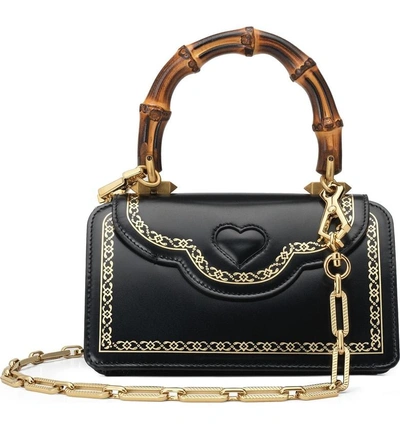 Shop Gucci Mini Thiara Top Handle Leather Satchel - Black In Nero