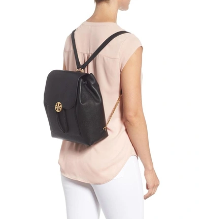 Shop Tory Burch Chelsea Leather Backpack In Black Core