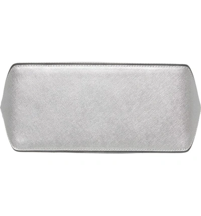 Shop Marc Jacobs Mini Metallic Leather Logo Shopper Tote - Metallic In Silver