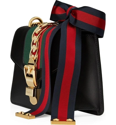 Shop Gucci Mini Leather Shoulder Bag In Nero/ Vert Red