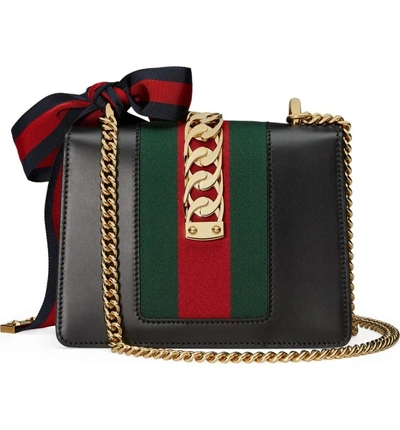 Shop Gucci Mini Leather Shoulder Bag In Nero/ Vert Red