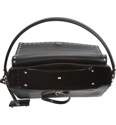 Shop Valentino Medium Rockstud Leather Shoulder Bag - Black