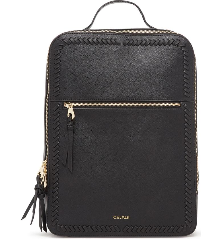 faux leather laptop backpack
