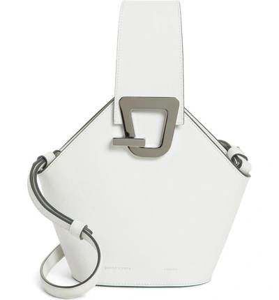 Shop Danse Lente Mini Johnny Leather Bucket Bag - White In Bianco