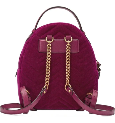 Shop Gucci Gg Marmont 2.0 Matelasse Quilted Velvet Backpack - Pink In Fucsia/ Fucsia/ Viola