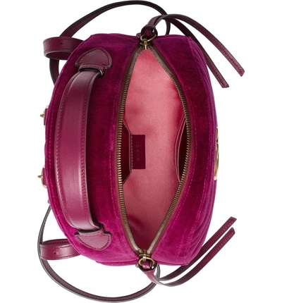 Shop Gucci Gg Marmont 2.0 Matelasse Quilted Velvet Backpack - Pink In Fucsia/ Fucsia/ Viola