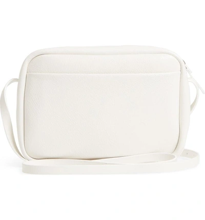 Shop Balenciaga Small Everyday Calfskin Leather Camera Bag - White In Blanc Optique/ Noir