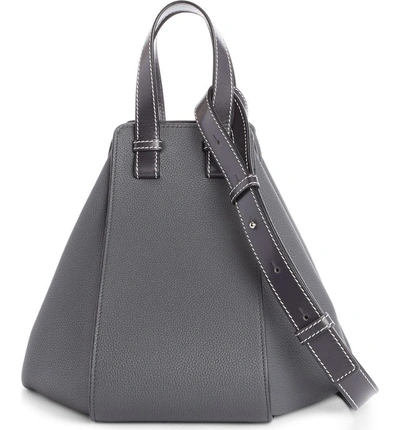 Shop Loewe Small Hammock Pebbled Leather Hobo - Grey In Anthracite