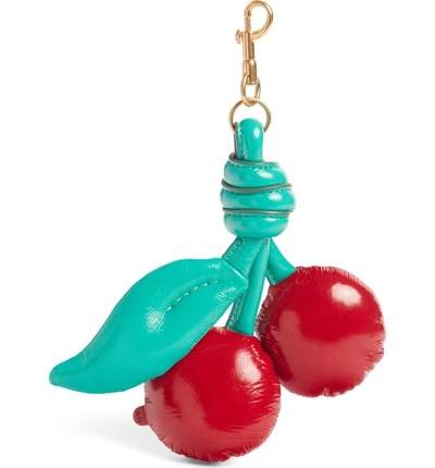 Shop Anya Hindmarch Chubby Cherry Leather Bag Charm In Red