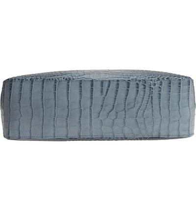 Shop Longchamp Roseau Croc Embossed Leather Shoulder Tote - Blue In Pilot Blue