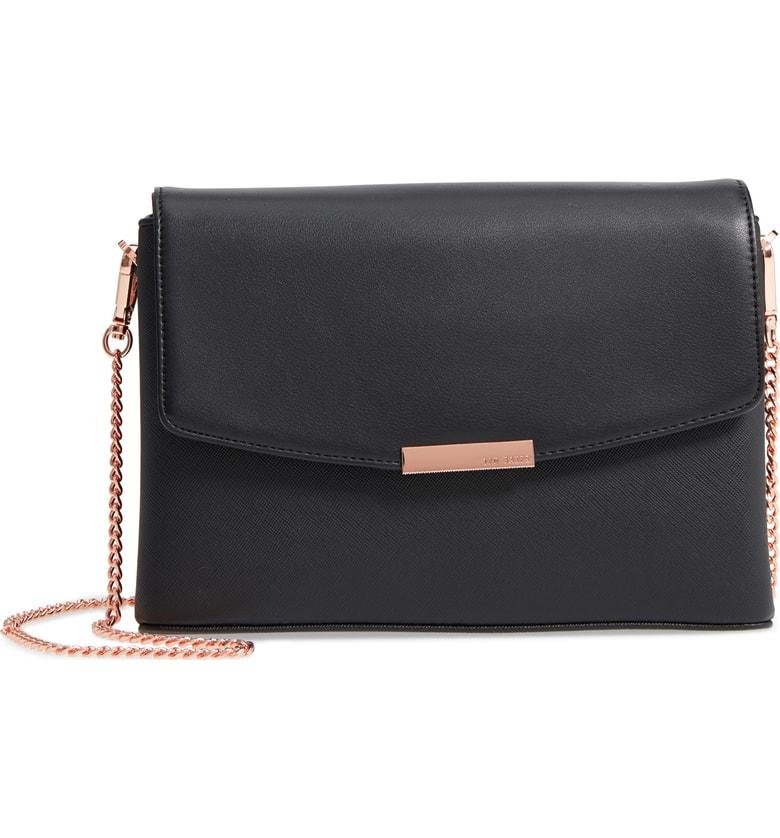 black and rose gold crossbody bag