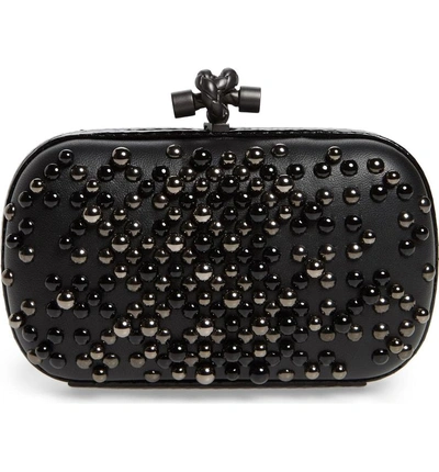 Shop Bottega Veneta Studded Leather & Genuine Snakeskin Clutch In Black