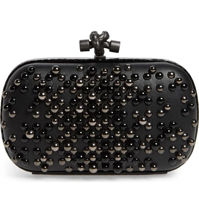 Shop Bottega Veneta Studded Leather & Genuine Snakeskin Clutch In Black