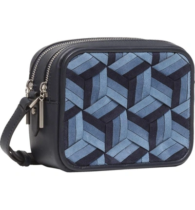 Shop Welden Explorer Woven Leather Camera Bag - Blue In Navy/ Ocean/ Sky