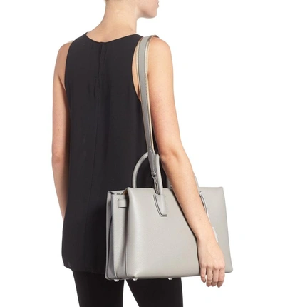 Shop Mcm Large Milla Leather Tote - Grey In Arch Grey