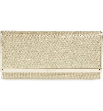 Shop Jimmy Choo 'milla' Glitter Lame Wallet On A Chain - Metallic In Gold