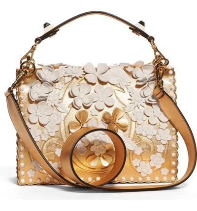 Shop Fendi Kan I Metallic Monster Shoulder Bag - Metallic In Gold/white