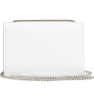 Shop Saint Laurent Small Kate Grained Leather Crossbody Bag - White In Dnu Optic White