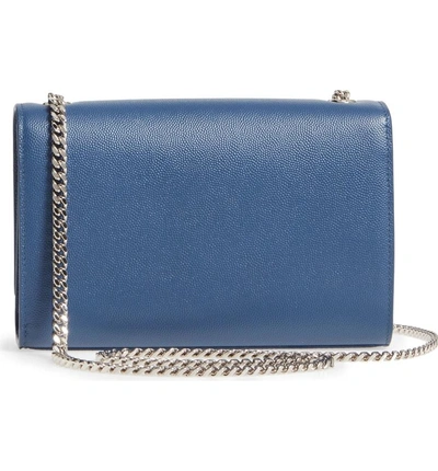 Shop Saint Laurent Small Kate Grained Leather Crossbody Bag - Blue In Denim