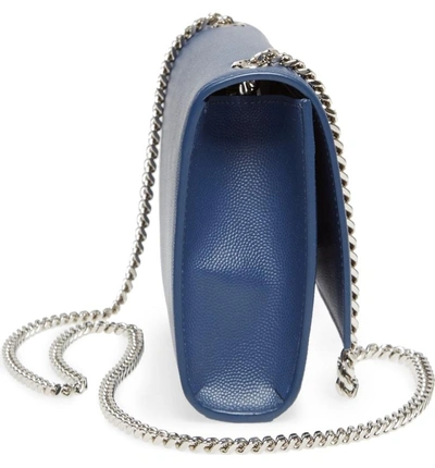 Shop Saint Laurent Small Kate Grained Leather Crossbody Bag - Blue In Denim