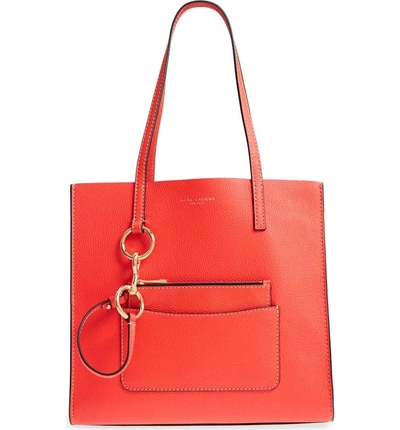 Shop Marc Jacobs The Bold Grind Leather Pocket Tote - Red In Poppy Red