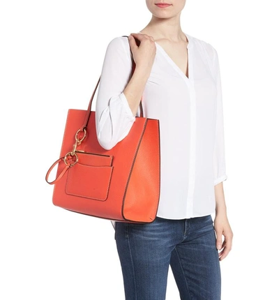 Shop Marc Jacobs The Bold Grind Leather Pocket Tote - Red In Poppy Red
