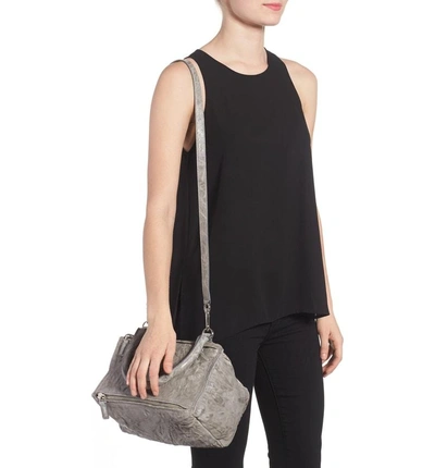 Shop Givenchy 'small Pepe Pandora' Leather Shoulder Bag - Grey In Pearl Grey