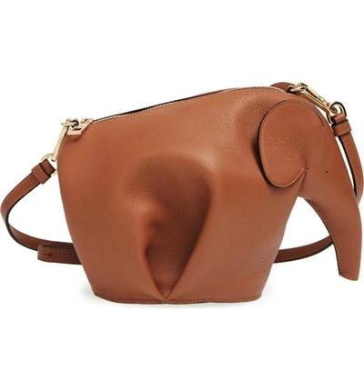 Shop Loewe 'mini Elephant' Crossbody Bag - Brown In Tan