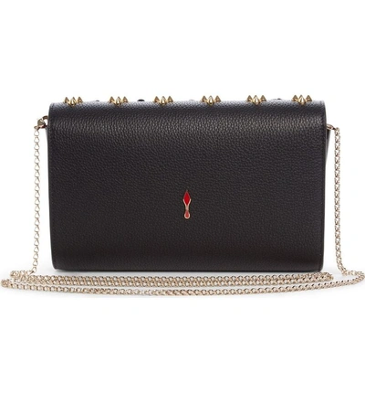 Shop Christian Louboutin Paloma Empire Calfskin Clutch In Black/ Red-gold