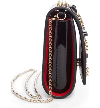 Shop Christian Louboutin Paloma Empire Calfskin Clutch In Black/ Red-gold