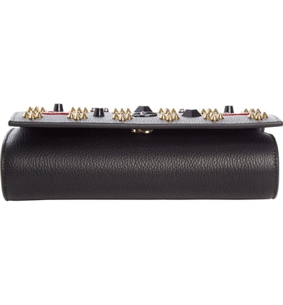 Shop Christian Louboutin Paloma Empire Calfskin Clutch In Black/ Red-gold