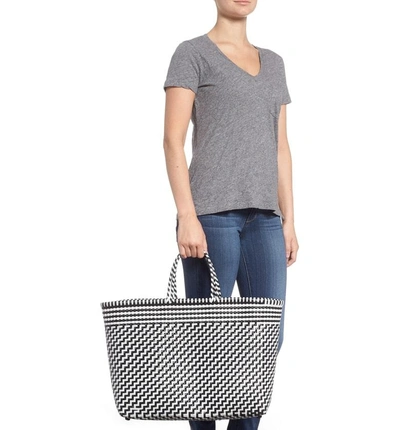 Shop Truss Large Woven Tote - Black In Black/ White