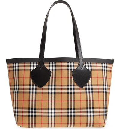 Shop Burberry Giant Vintage Reversible Tote - Yellow In Yellow/ Bright Red