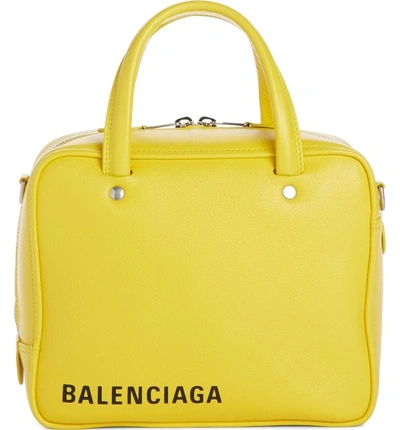 Shop Balenciaga Extra Small Triangle Leather Satchel - Yellow