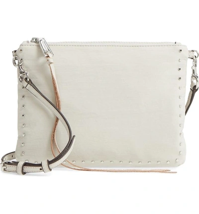 Shop Rebecca Minkoff Jon Studded Nylon Crossbody Bag - Ivory In Putty