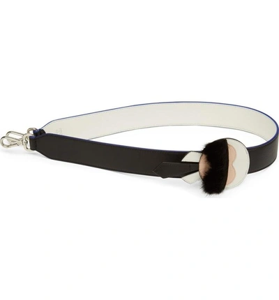 Shop Fendi 'strap You - Karlito' Leather & Genuine Mink Fur Bag Strap - Black In Black/ White