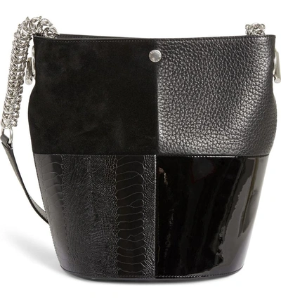Shop Alexander Wang Genesis Patchwork Leather Bucket Bag - Black